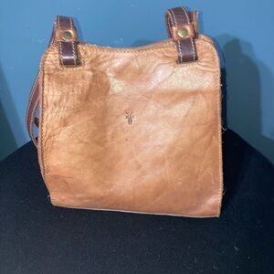 Frye Light Brown Leather Shoulder Bag with Dark Brown Straps